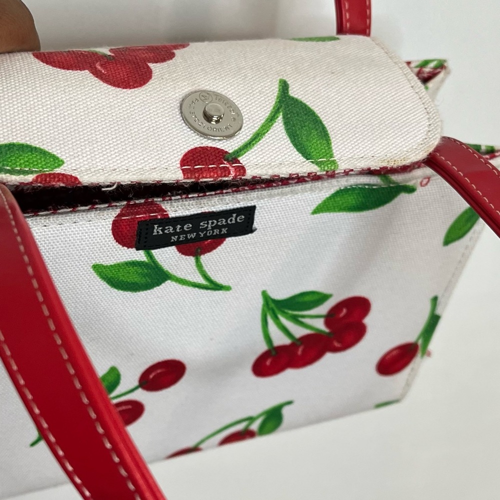 Vintage Y2K Kate Spade Canvas Cherry Print Shoulder Bag - Picture 15 of 16